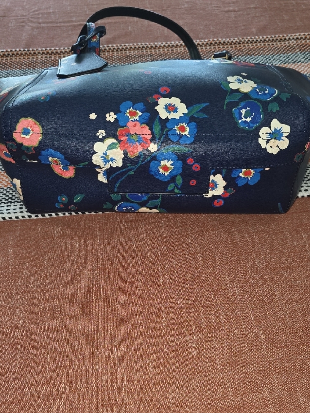Tory Burch Navy Floral Purse with Multicolor Blooms - Picture 11 of 11